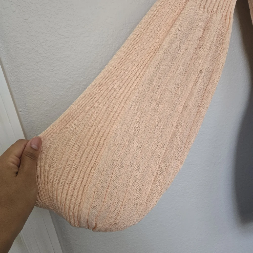 Zara Knit Crop Balloon Sleeve Peach Blouse Top Size Medium